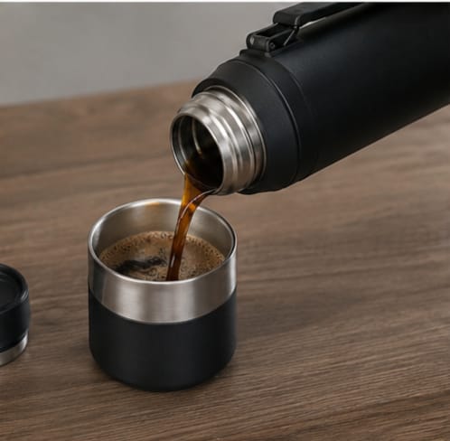 🖤 Termo de Acero Inoxidable Premium – Tu Bebida a la Temperatura Perfecta ☕❄️